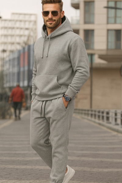 DeFacto Premium Erkek Kapüşonlu Sweat Eşofman Takımı Konforlu