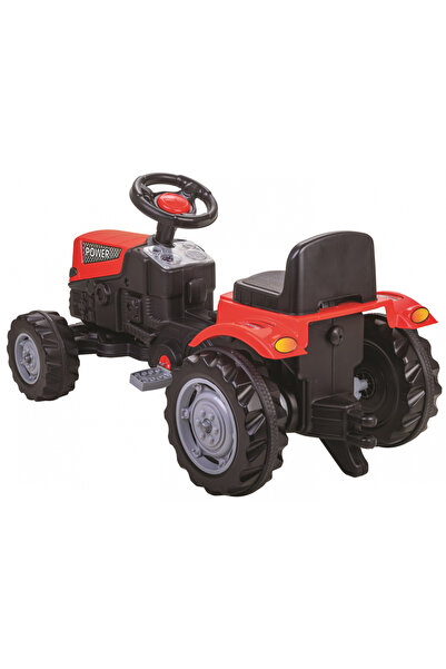 PİLSAN Power Red children's tractor with trailer, pedal-operated, chain transmission, steering wheel with key