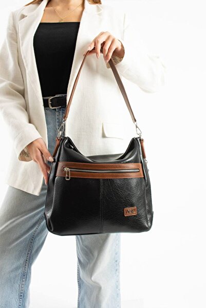 H&D COLLECTİON المرأة السوداء تابا 1. حقيبة كتف كاجوال ذات صناعة متقنة