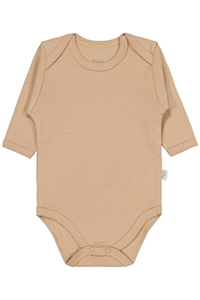 Civil Baby Solid Color Long Sleeve 3-9 Months Snap Fastener Bodysuit - Brown ...
