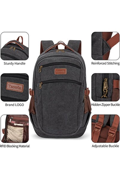Tzowla Vintage Canvas Laptop Backpack for Men and Women, Fits 15.6-inch