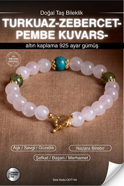 OSMANLI DEĞERLİ TAŞ Sertifikalı TURKUAZ-ZEBERCET-PEMBE KUVARS- Doğal Taş Altı...