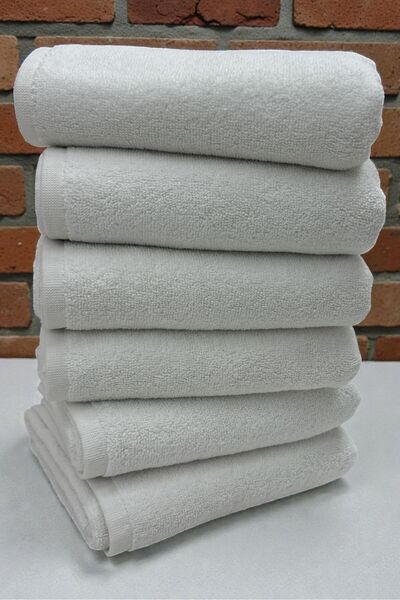 HAVLULAND 6'LI AHFA HOME DÜZ BEYAZ 230 GR 50X90 CM ÇİFT KAT DİKİŞ %100 PAMUK ...
