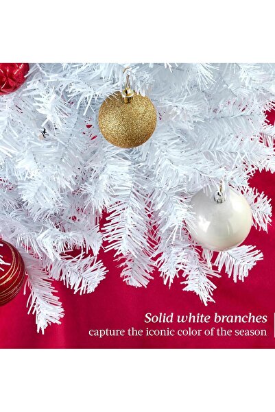Mado Gallery Artificial white Christmas Tree Prelit Warm Lights Mixed Branches Foldable Stand -120cm