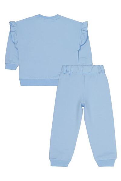 Civil Girls 2-5 Years Old Tracksuit Set with Ruffled Sleeves - Blue 3-4 Years Old