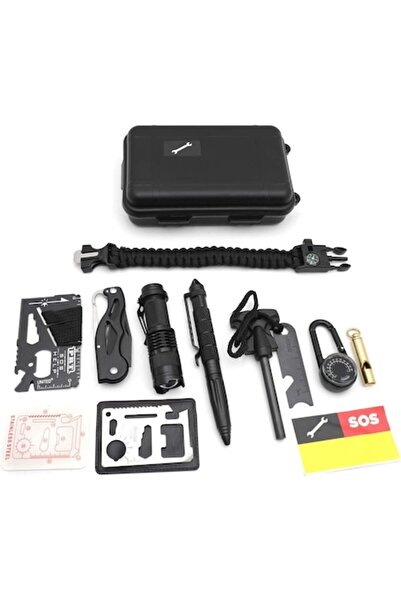 OEM HongK 8-in-1 Portable Survival Kit - Tactical Camping & Hiking Tools (16.5 × 4.6 × 10.9 cm)