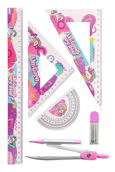 Artmaster Unicorn Cetvel Takımı 30 Cm 1 Paket Metal Pergel Cetvel Gönye İletk...