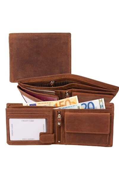 Hunter RFID Wallet, Genuine Hunting Leather, Black, Double Stitch, 12.5x10 cm