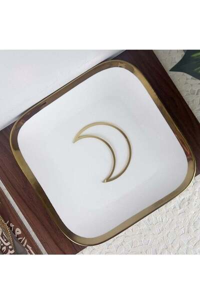Story of candle Ramadan Candle Tale - Ramadan Crescent Welcome Plate | Gold