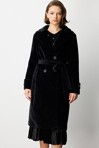 Ekol Plush Coat with Belt