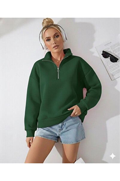 FAVORİST سترة نسائية من القماش الناعم ذات ياقة عالية