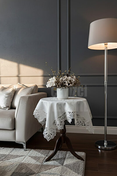 Çt Çeyizci Tekstil دانتيل فرنسي من الكتان فيسكو، قماش غاردينيا فيسكو 100x100 سم