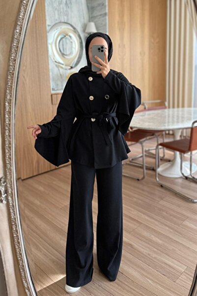 Ka Hijab Design Arm Double Suit - Black