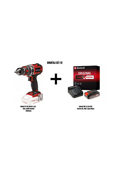 Einhell Set-12 (TP-CD 18/50 Li-i BL Akülü Darbeli Vidalama+Einhell 18V 2,5 AhAkü & Şarj Cihazı)