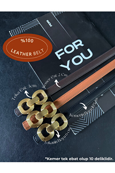 Fiori 3-Piece Genuine Curved Leather Double Buckle Women's Trouser Belt, Coat Belt, Shirt Belt