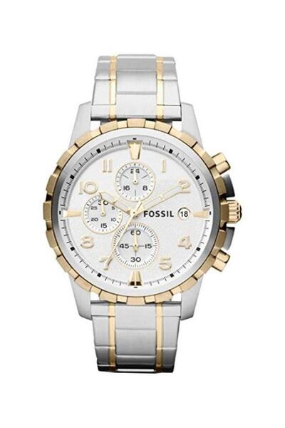 Fossil Men's Dean Chronograph Watch FS4795 - 45 mm - Silver/Gold
