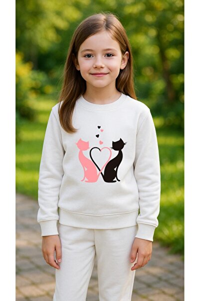 playwear Φούτερ ομάδας ΡΟΖ ΜΑΥΡΗ ΓΑΤΑ με στάμπα για κορίτσια και αγόρια, με λ...