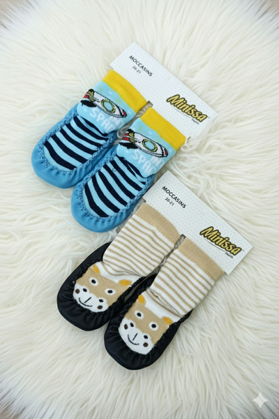 minissa baby kids ERKEK HAVLU ÇARIK TABAN ALTI DERİ 2 ÇİFT