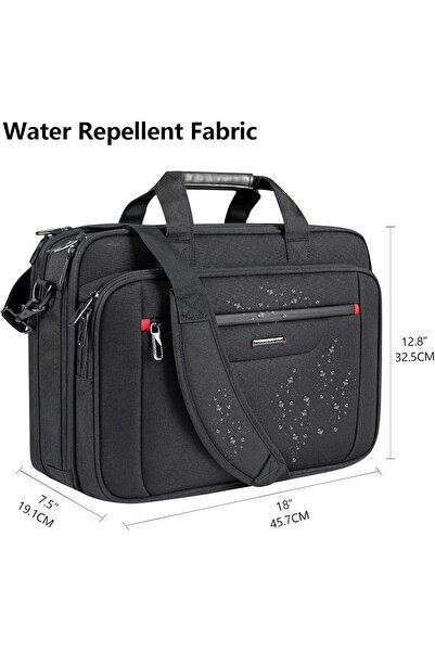 VANKEAN 17.3" Laptop Messenger Shoulder Bag – Expandable Water-Repellent Briefcase (Black)