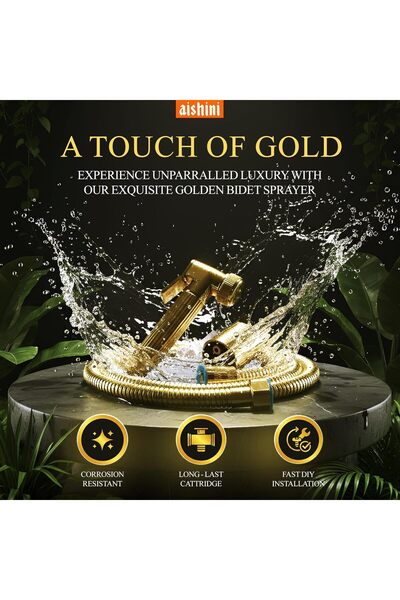 Aishini Golden Handheld Bidet Sprayer Set SSV 4.0 (Golden)