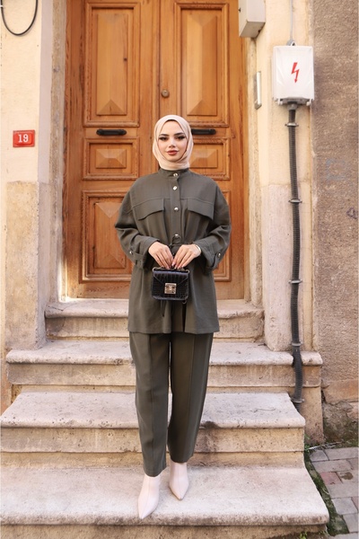 NİSUM MODA Double Pocket Lace-Up Modal Suit