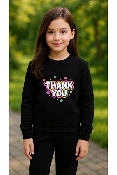 playwear Παιδικό Φούτερ Σετ με στάμπα THANK YOU για Κορίτσια και Αγόρια, με λ...