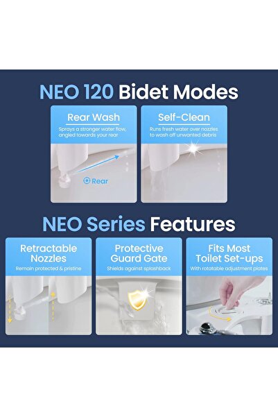 Luxe Bidet Neo 120 - Self Cleaning Nozzle Bidet Toilet Attachment (Blue/White)