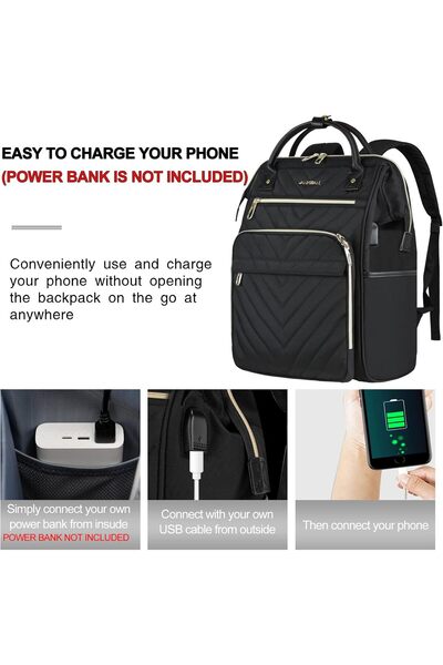 VANKEAN 17 Inch Laptop Backpack Waterproof with USB Port & RFID Pockets, Black