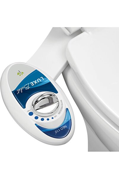 Luxe Bidet Neo 110 - Fresh Water Non-Electric Mechanical Bidet Toilet Seat Attachment (Blue And Whit