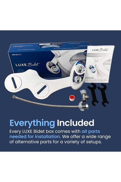 Luxe Bidet Neo 120 - Self Cleaning Nozzle Bidet Toilet Attachment (Blue/White)