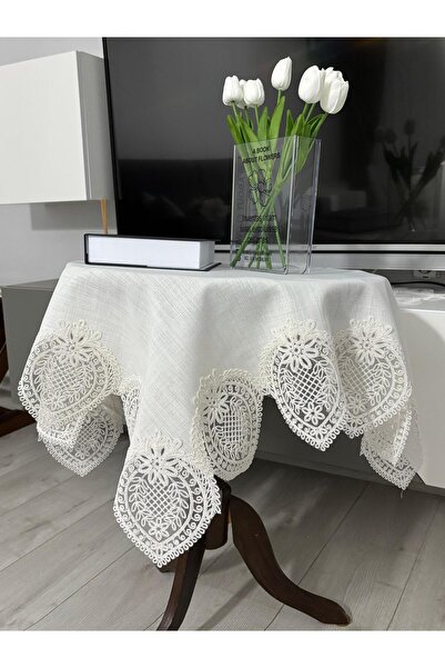 Çt Çeyizci Tekstil Fransız Dantelli Keten Fiskos, Gardenya Kumaş Fiskos 100x100cm