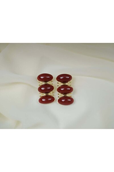 ATELİER TUĞBA Bkp039 Bordo Triple Oval Earrings