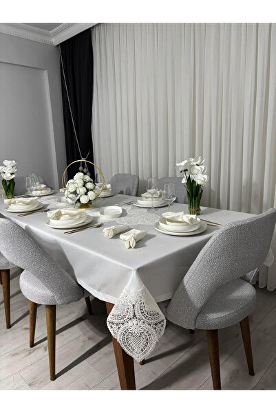 Çt Çeyizci Tekstil Tablecloth Set for 12 People, Table Set for 12 People 26 Pieces 160X220Cm