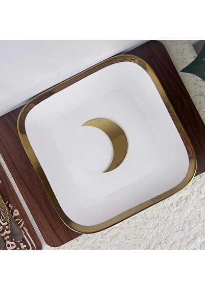 Story of candle Ramadan Candle Tale - Ramadan Crescent Welcome Plate | Gold