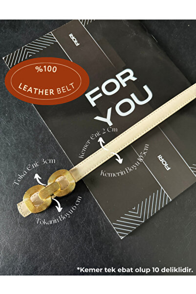 Fiori Genuine Curved Leather Double Buckle Women's Trouser Belt, Coat Belt, Shirt Belt, Dress Belt