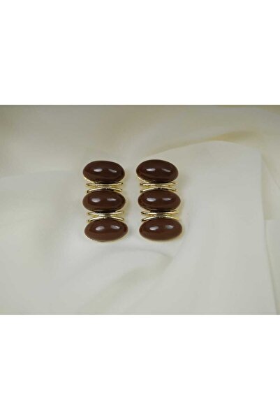 ATELİER TUĞBA BKP040 أقراط بيضاوية ثلاثية باللون البني