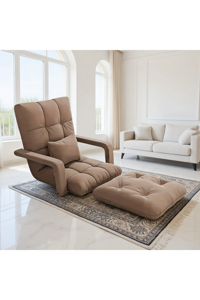 Aralifes كرسي أرضي قابل للطي مع مسند ذراع قابل للتعديل في 6 أوضاع، أريكة استر...