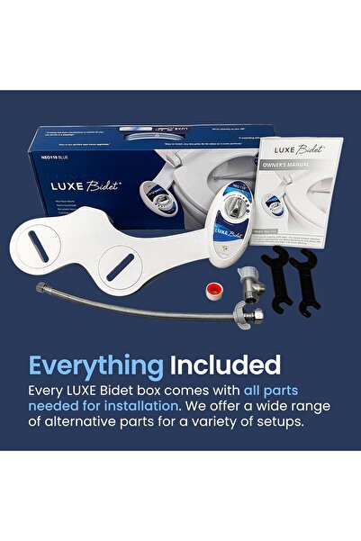 Luxe Bidet Neo 110 - Fresh Water Non-Electric Mechanical Bidet Toilet Seat Attachment (Blue And Whit