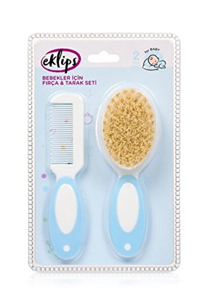 eklips Bebek Fırça Tarak Seti (Mavi) – Doğal Kıllı, Nazik ve Güvenli Saç Bakımı
