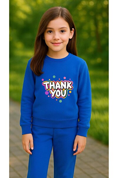 playwear Παιδικό Φούτερ Σετ με στάμπα THANK YOU για Κορίτσια και Αγόρια, με λ...