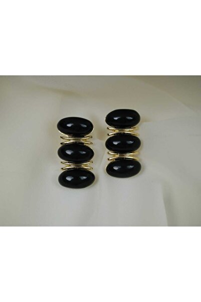 ATELİER TUĞBA BKP038 أقراط بيضاوية ثلاثية سوداء