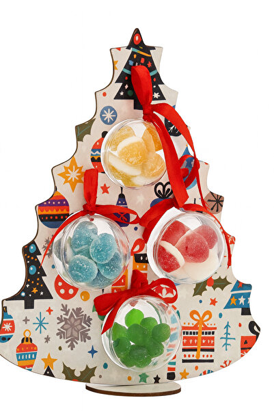 CandyZoo صندوق حلويات رأس السنة الجديدة بأربع فتحات على شكل شجرة الصنوبر