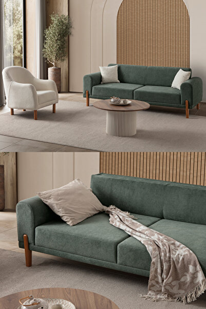 Eymense Mocha Plus Sırt Mekanizmalı Koltuk Takımı 3+1 Yeşil