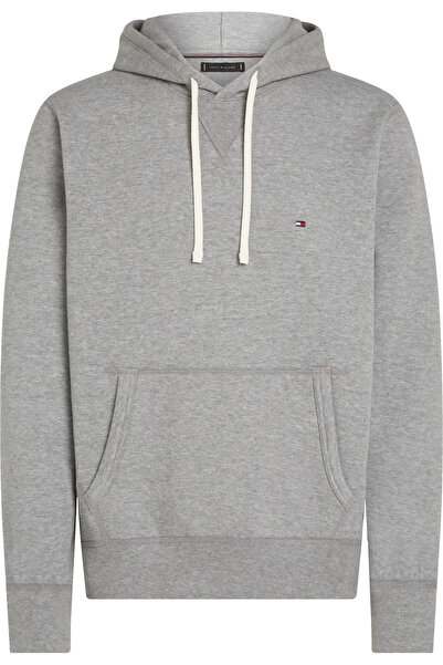 Tommy Hilfiger Men Medium Grey Heather Essential Fleece Drawstring Pullover H...