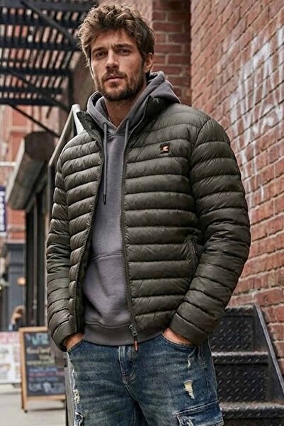 Bad Bear Men's Hoodless Khaki Thermal Coat