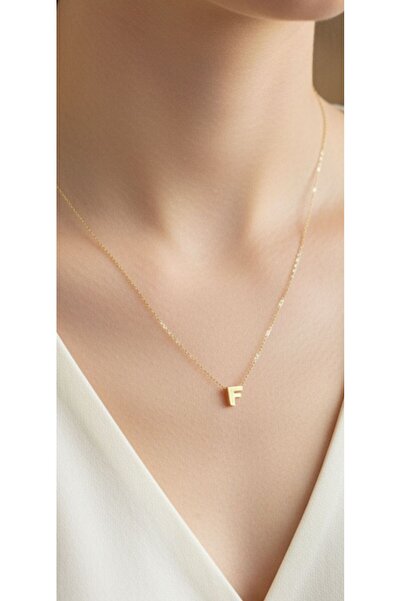 kuyumcu nurettin 1,50 gr (GRAM) F Harfi 3 Boyutlu Kolye Ucu ve Zincir 14 Ayar Altın