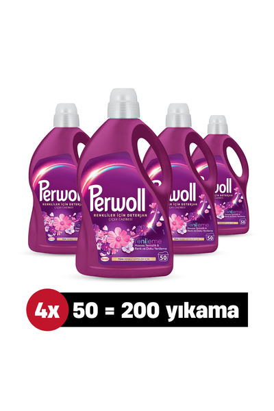 Perwoll erwoll Liquid Detergent Floral Scent (Purple) for Colored Laundry 2.75 L Set of 4 (200 Washes)