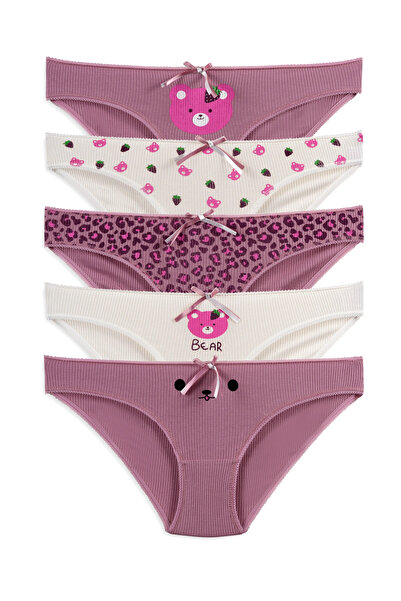 MİSS PUDRA Kadın Külot 5'li Rose Bear