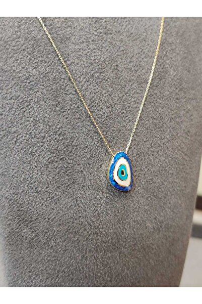 Berr Diamond 14 AYAR ALTIN MAVİ MİNELİ NAZAR BONCUĞU KOLYE