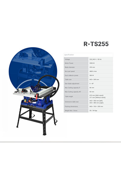 RONİA R-TS255 Tezgah Üstü Daire Testere 2000W